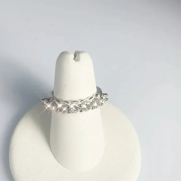 Cubic Zirconia Silver Tone Band Ring Size 7 - Picture 8 of 14